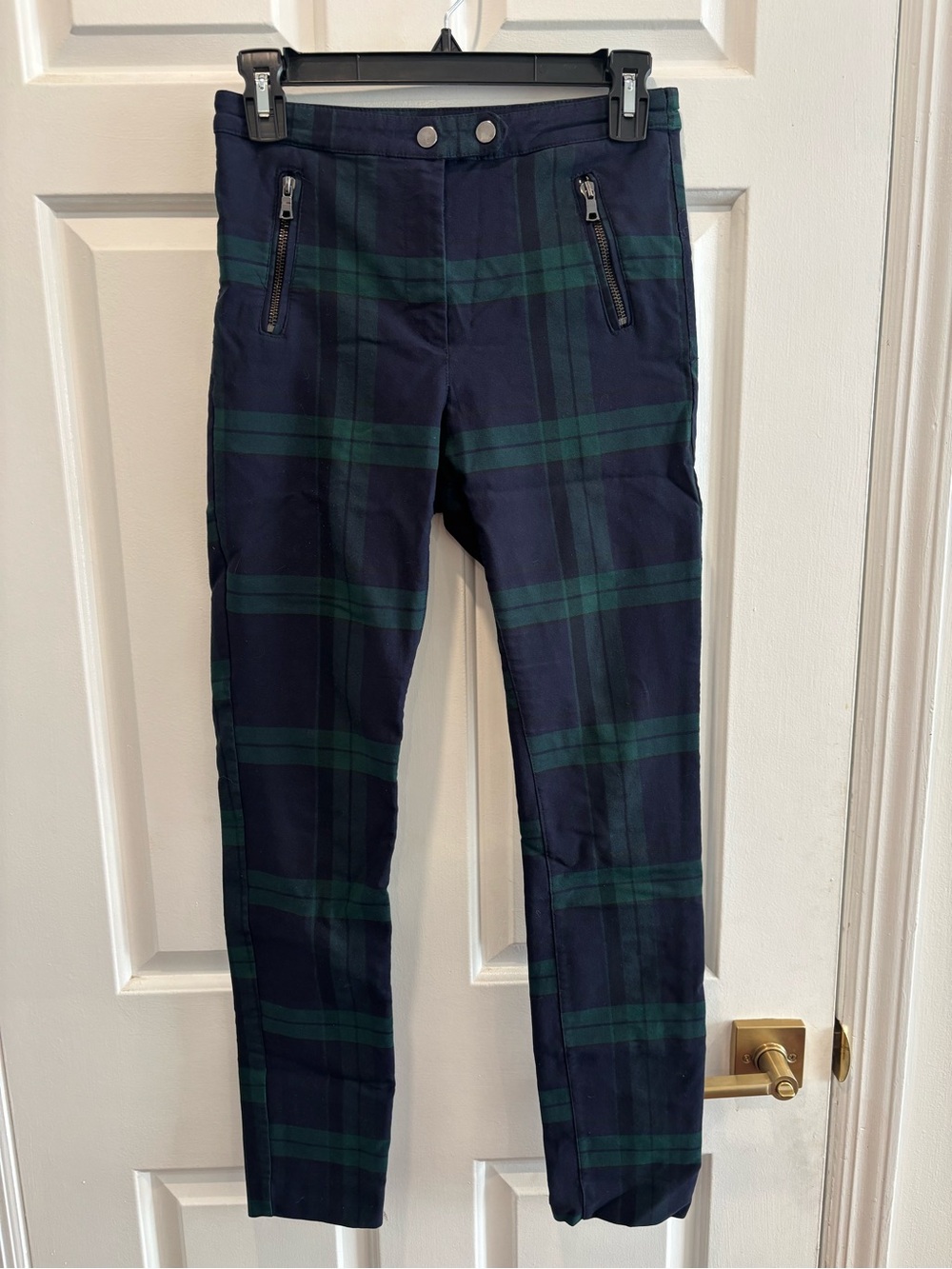 H&M Women’s Blue and Green Plaid Trousers